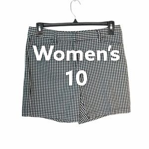 Lands End 10 Chino Khakis Shorts Plaid Black White